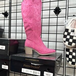 Pierre Dumas Pink Rhinestone Heeled Boots